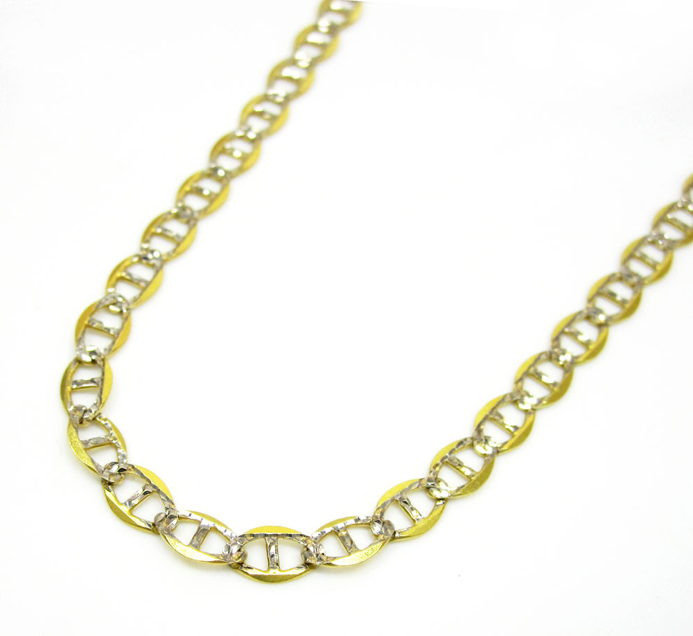 10k yellow gold solid diamond cut mariner link chain 16-22 inch 3mm