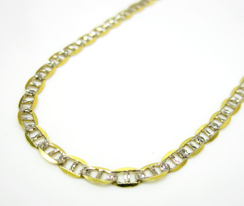 10k yellow gold solid skinny diamond cut mariner link chain 16-26 inch 2.5mm