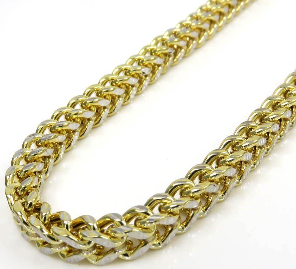 1/20th 10K Yellow Gold 3.0 MM Franco Box Cuban Chain Necklace 30-40 Inches 1/20th 10K Yellow Gold 3.0 MM Franco Box Cuban Chain Necklace 30-40 Inches