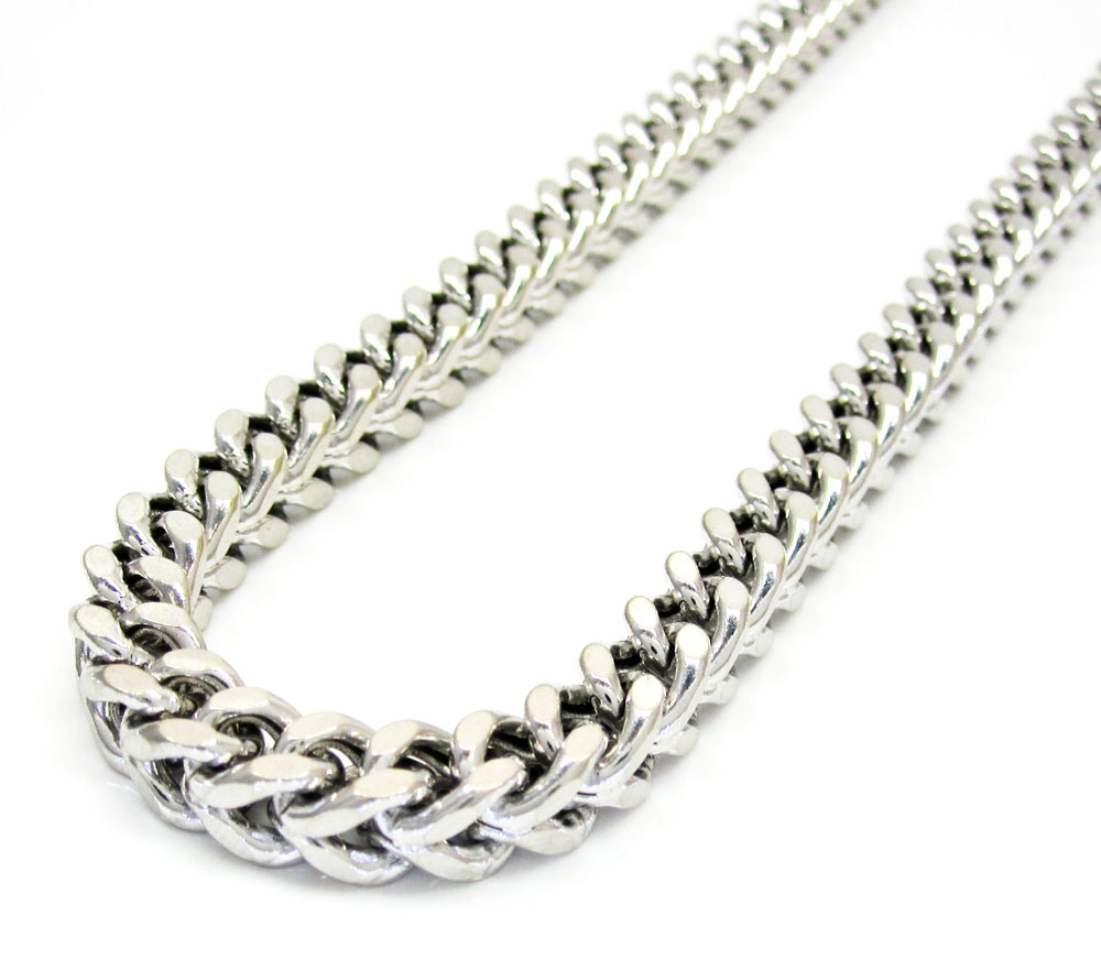 10K White Gold Solid Franco Link Chain 3040 Inch 6mm