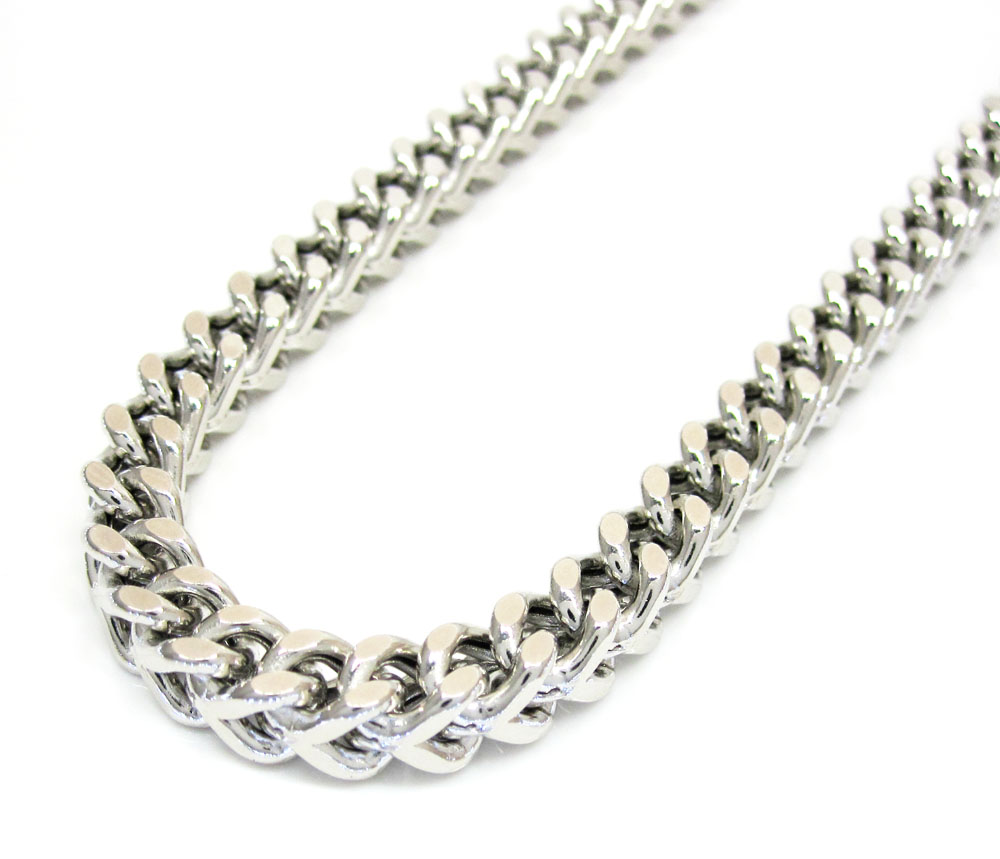10k white gold solid franco link chain 36 inch 5mm