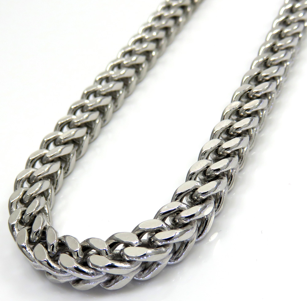 Buy 10k White Gold Diamond Cut Franco Link Chain 26 30 Inch 6.5mm