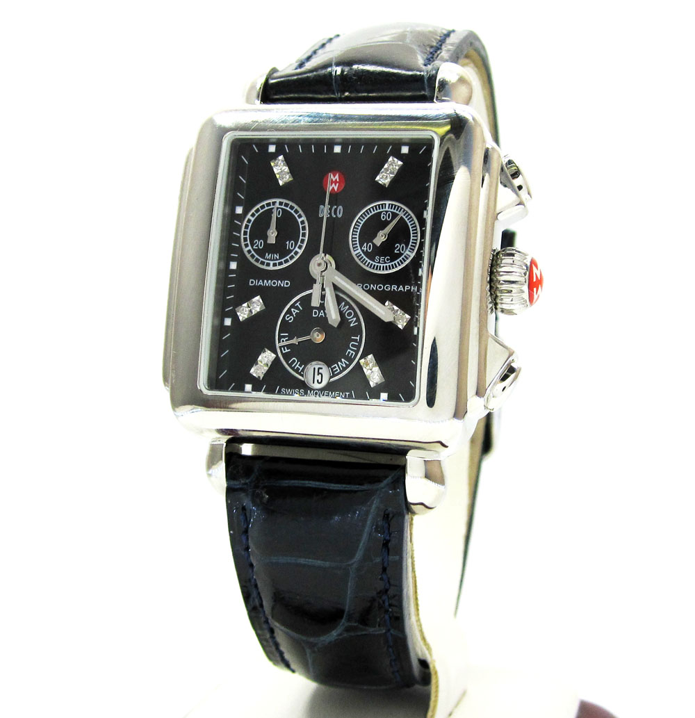 Ladies michele deco day diamond white stainless steel watch 0.05ct