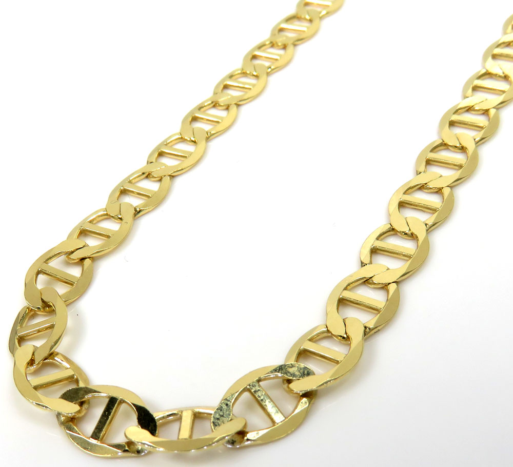 10k yellow gold solid mariner link chain 22-26 inch 6.3mm