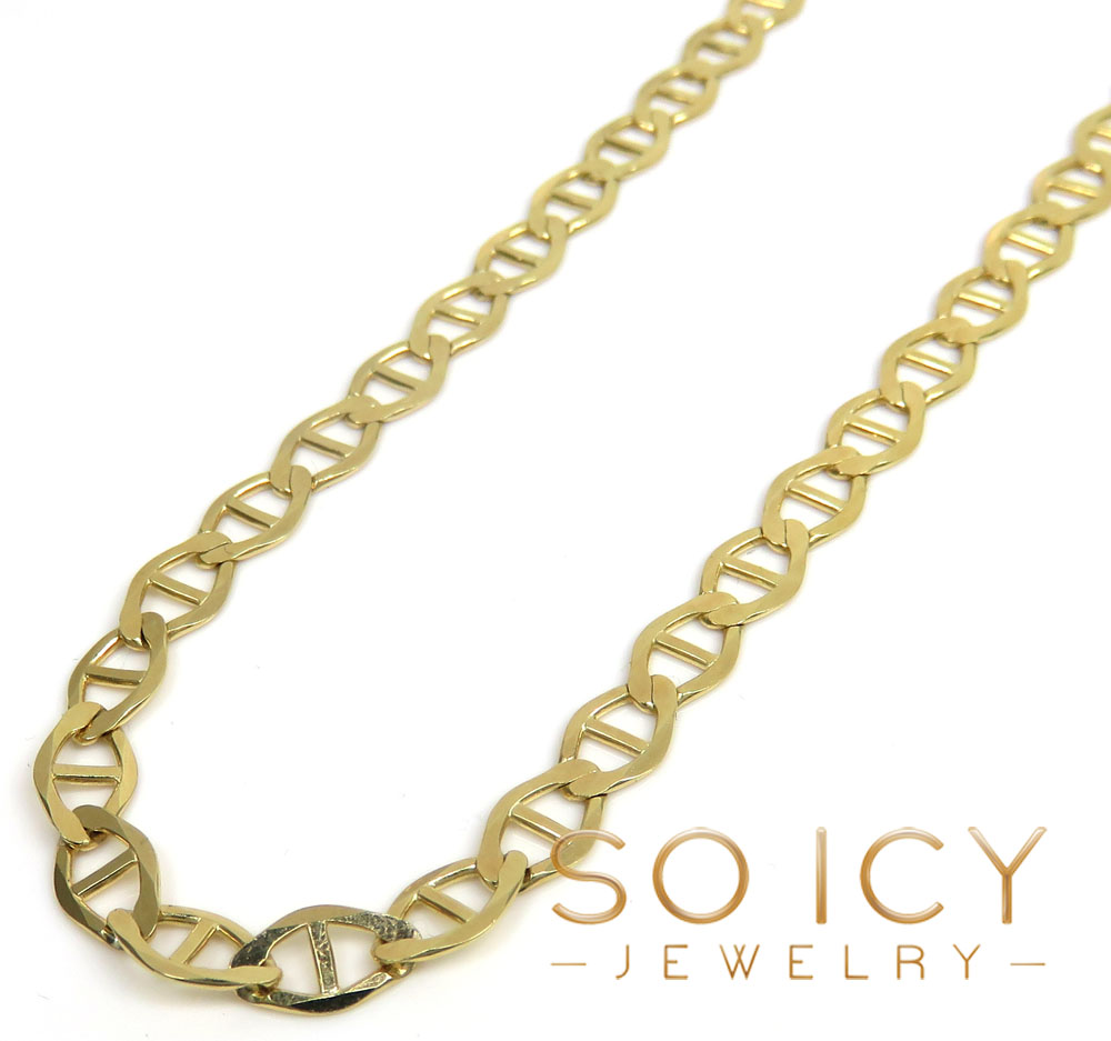 10k yellow gold solid mariner link chain 20-26 inch 5mm