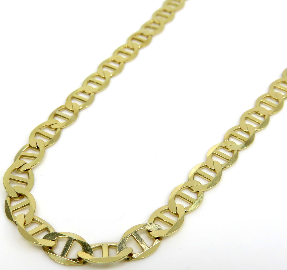 10k yellow gold solid mariner link chain 18-24 inch 4mm