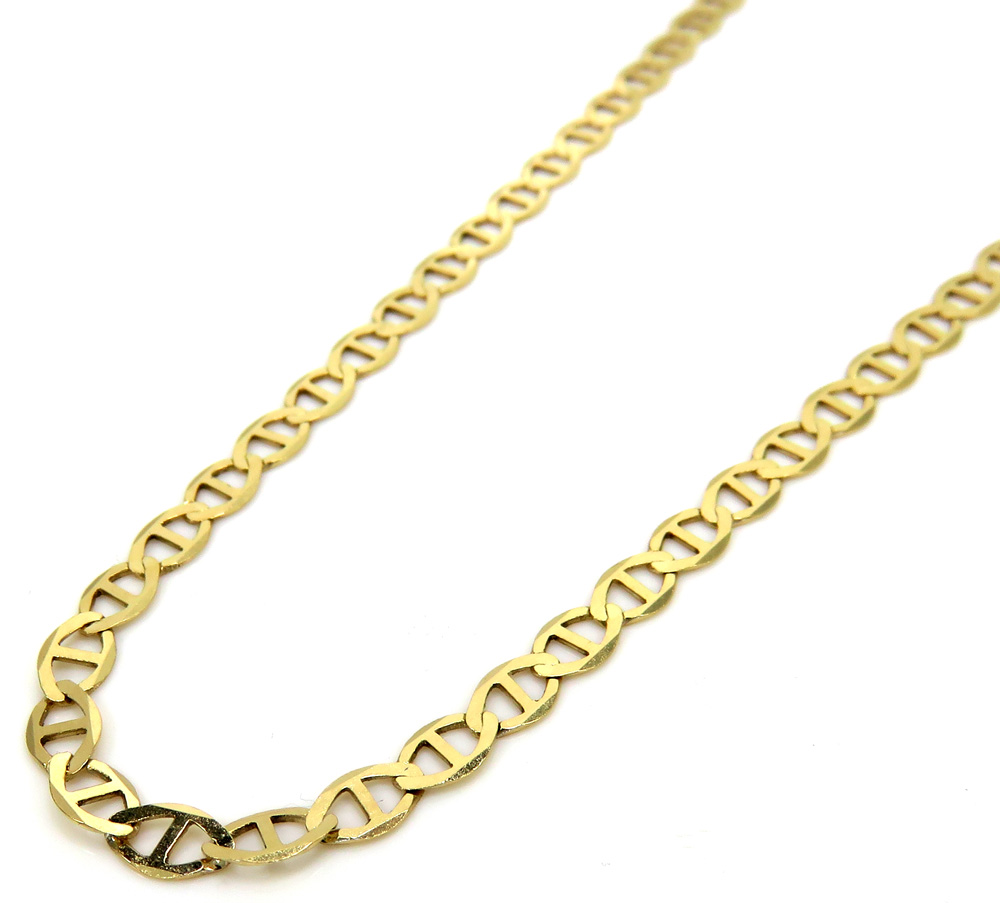 10k yellow gold solid mariner link chain 16-24 inch 3mm