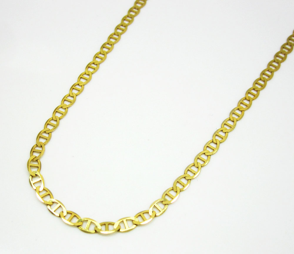 10k yellow gold solid mariner link chain 16-24 inch 2.5mm