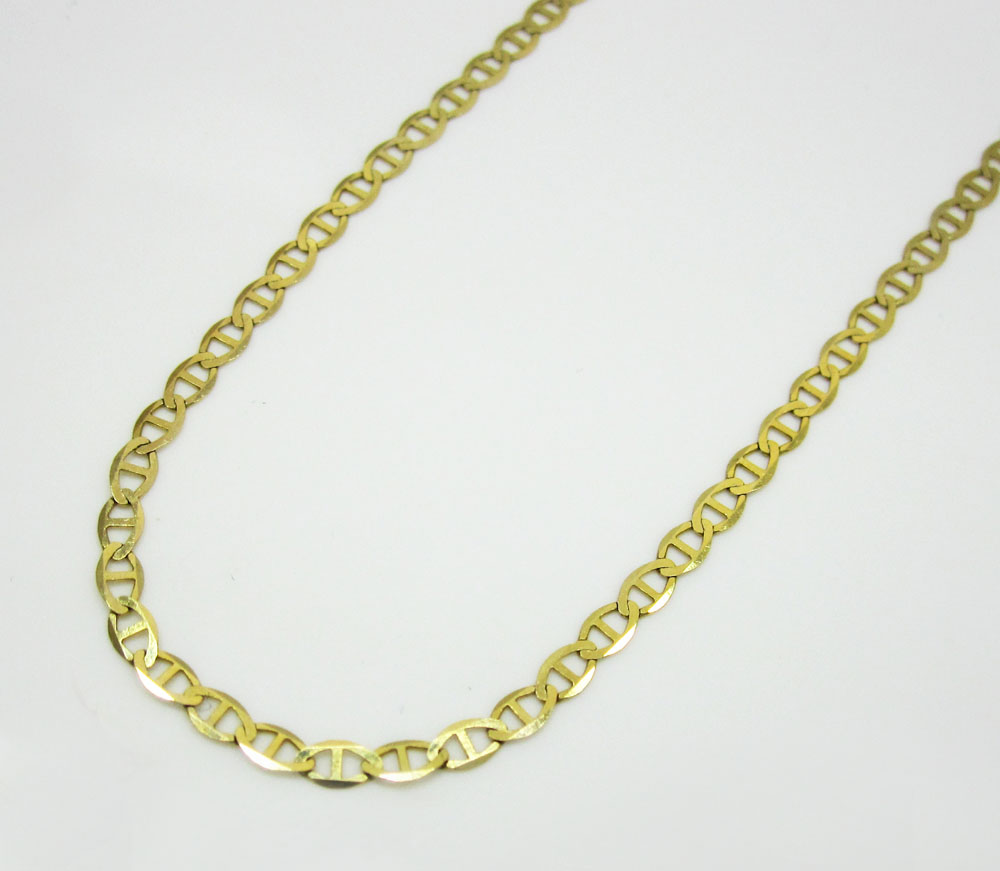 10k yellow gold solid skinny mariner link chain 18-24 inch 2mm