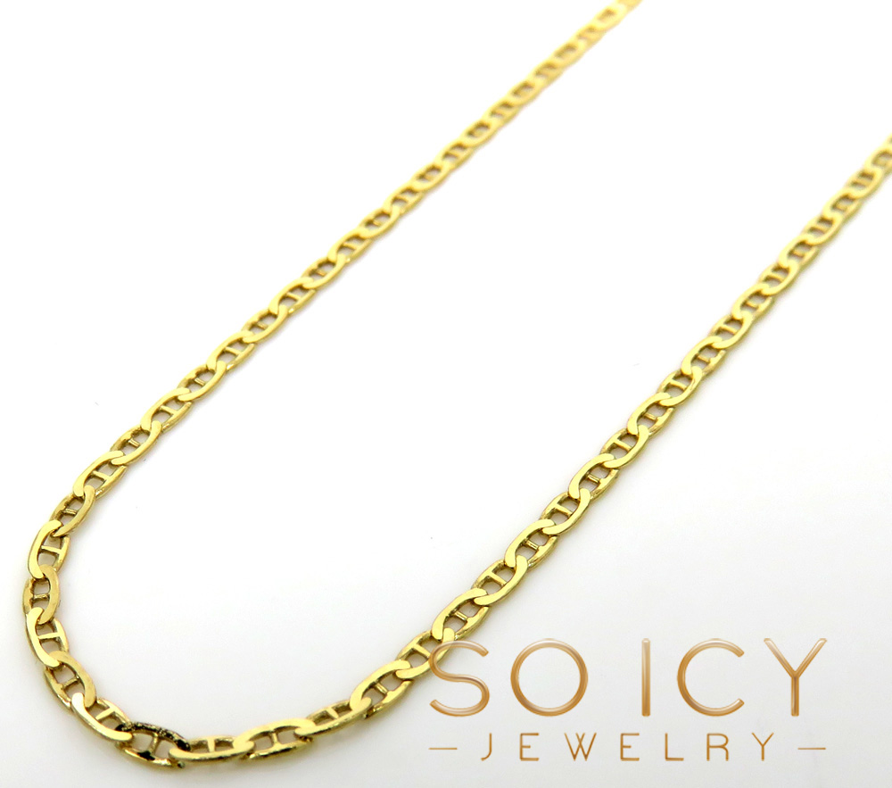 10k yellow gold solid mariner link chain 16-20 inch 1.5mm