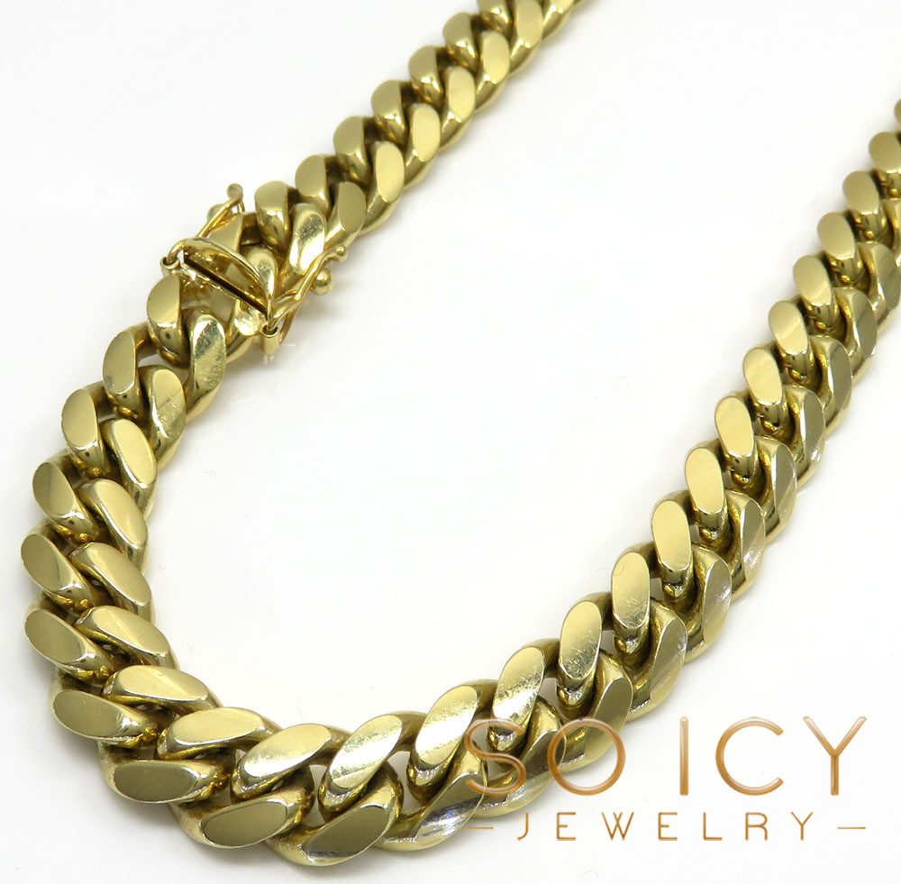 10k yellow gold thick miami chain 20-32 inch 9.20mm
