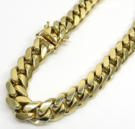10k yellow gold thick miami bracelet 8.50
