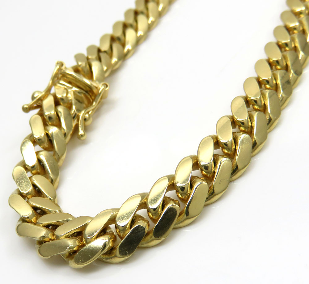 10k yellow gold thick miami solid bracelet 8.50 inch 7mm