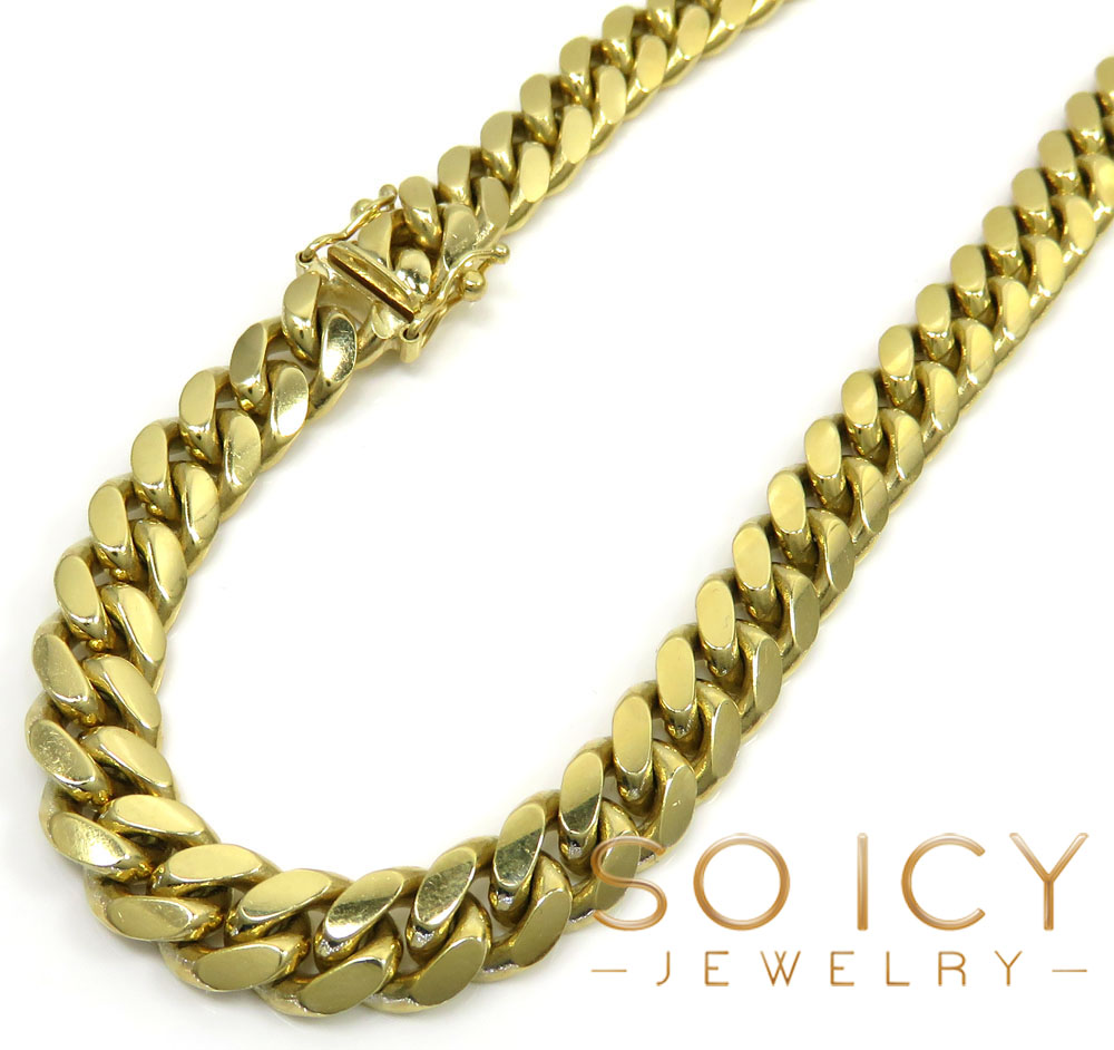 10k yellow gold thick miami chain 20-32 inch 8.2mm