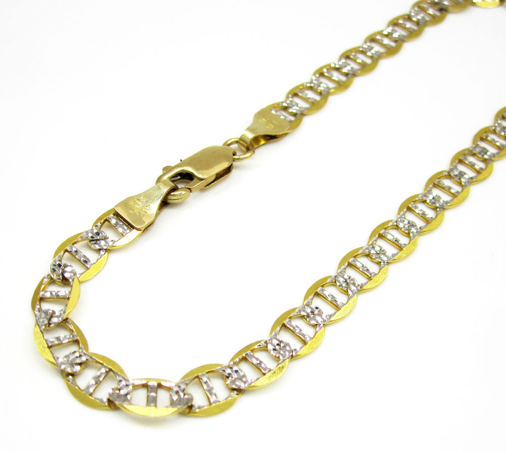 10k yellow gold solid diamond cut mariner bracelet 8.50 inch 5mm