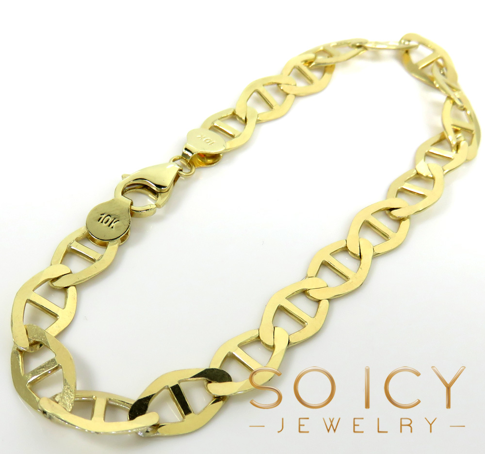 10k yellow gold solid mariner bracelet 8.50 inch 7.5mm
