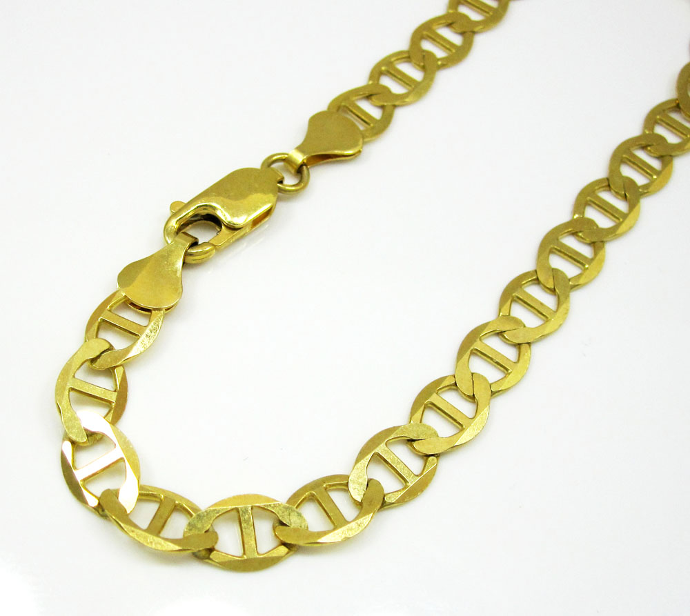 10k yellow gold solid mariner bracelet 8.75 inch 6mm