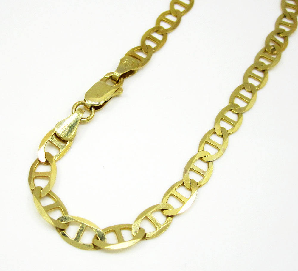 10k yellow gold solid mariner bracelet 8 inch 5.2mm