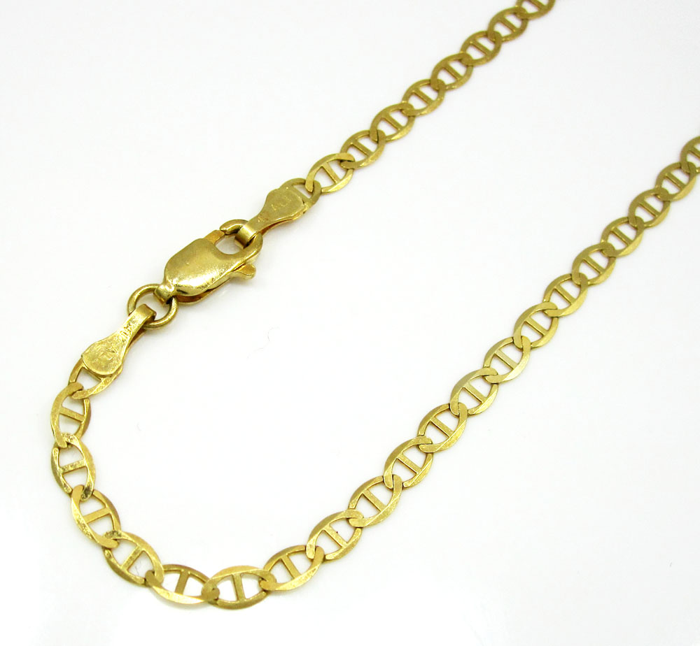 10k yellow gold solid mariner bracelet 8 inch 3mm