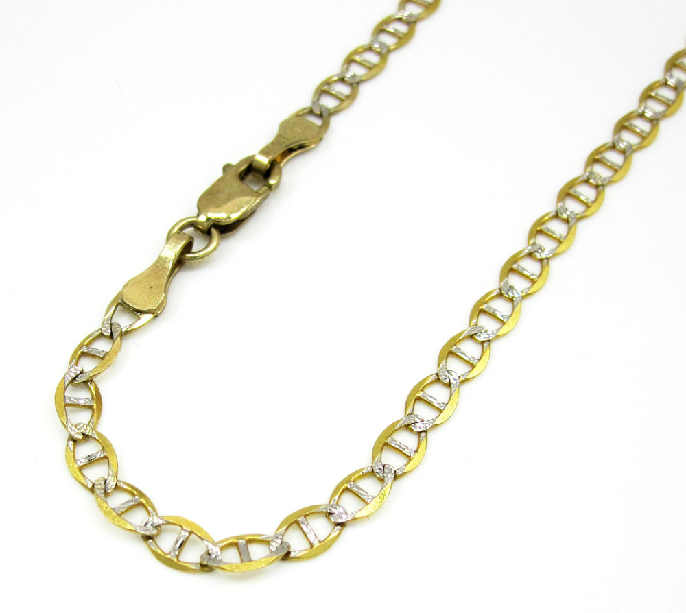 10k yellow gold solid diamond cut mariner bracelet 8 inch 3mm