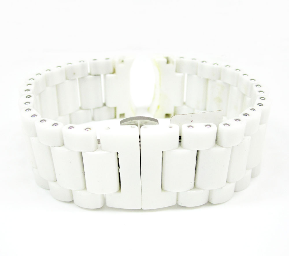 Multi link white ceramic kc watch band