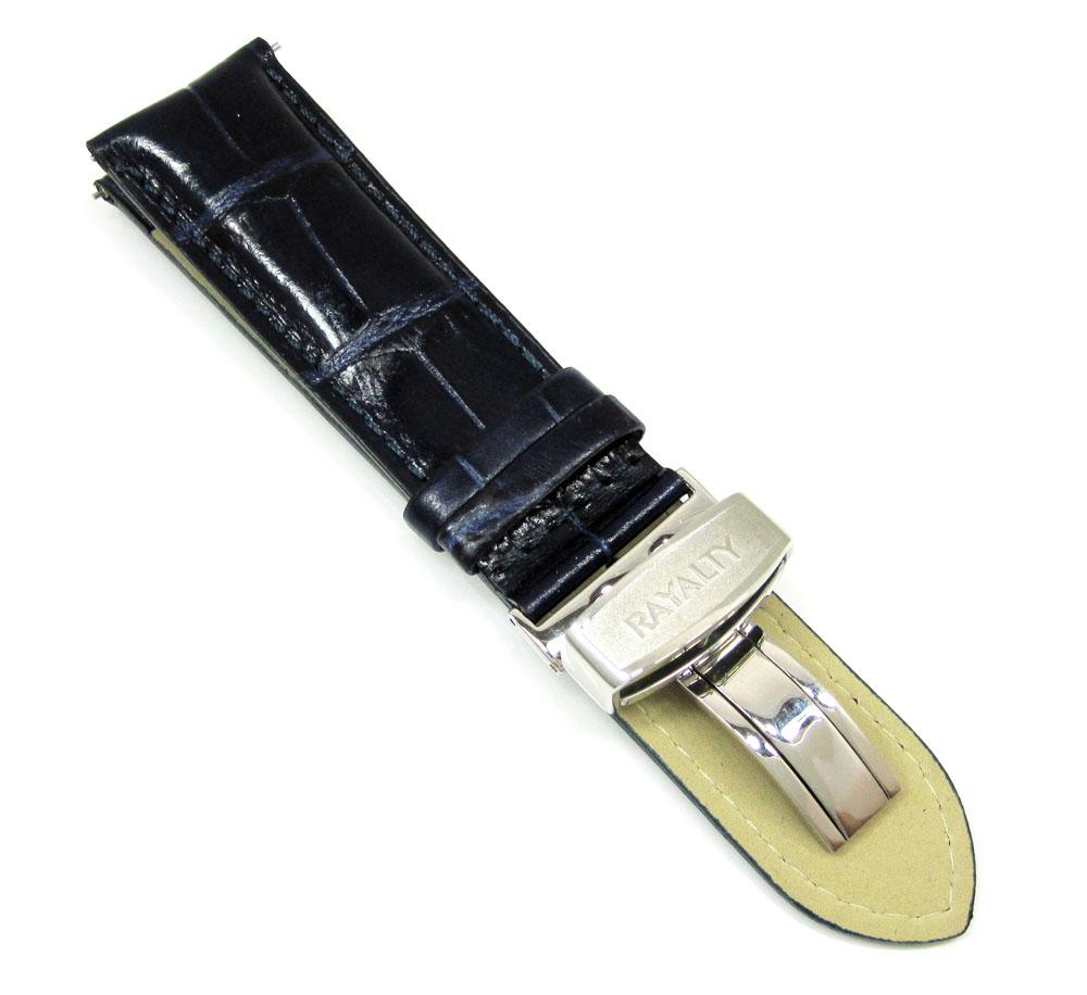 Rayalty dark blue leather band 24mm