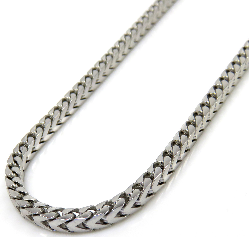 10k white gold solid franco link chain 18-26 inch 2.2mm