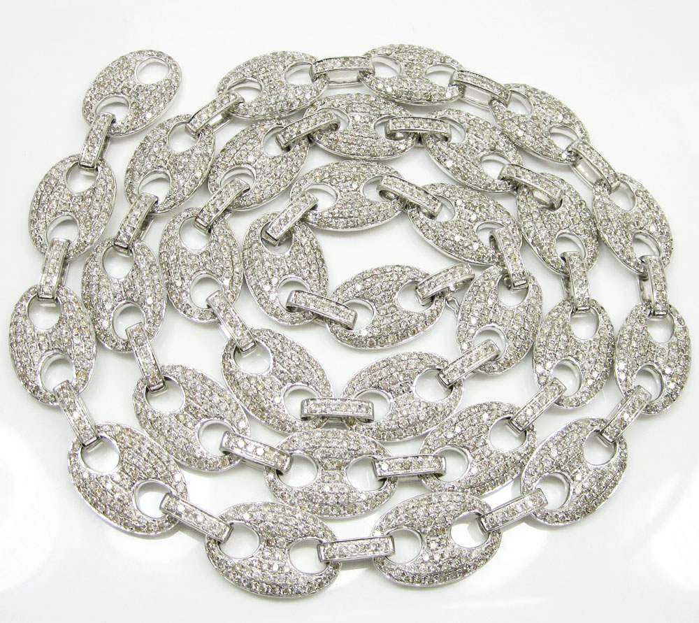 14k solid white gold anchor diamond chain 27.36ct