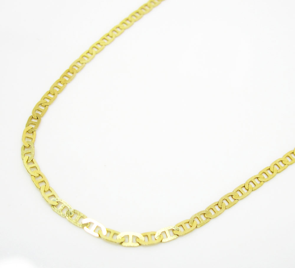 10k yellow gold solid tight mariner link chain 16-24 inch 1.5mm