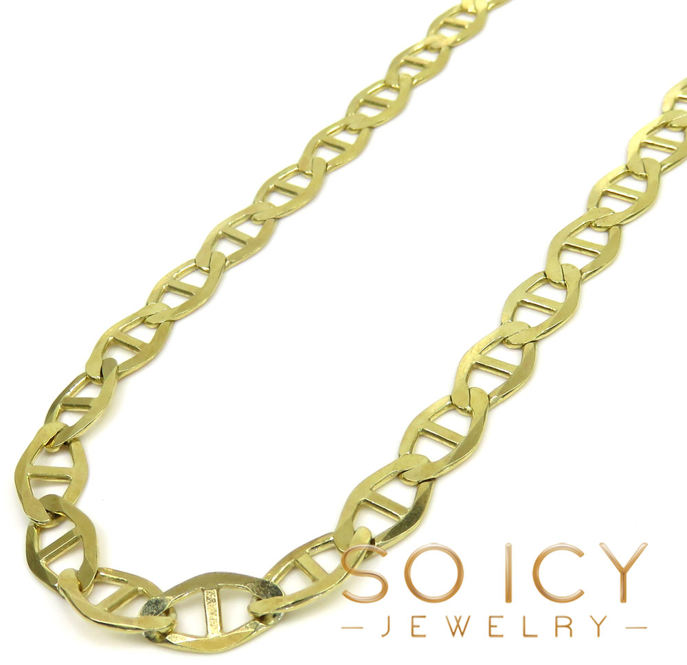 10K Yellow Gold Solid Thick Mariner Link Chain 20-36 Inch 7.5mm
