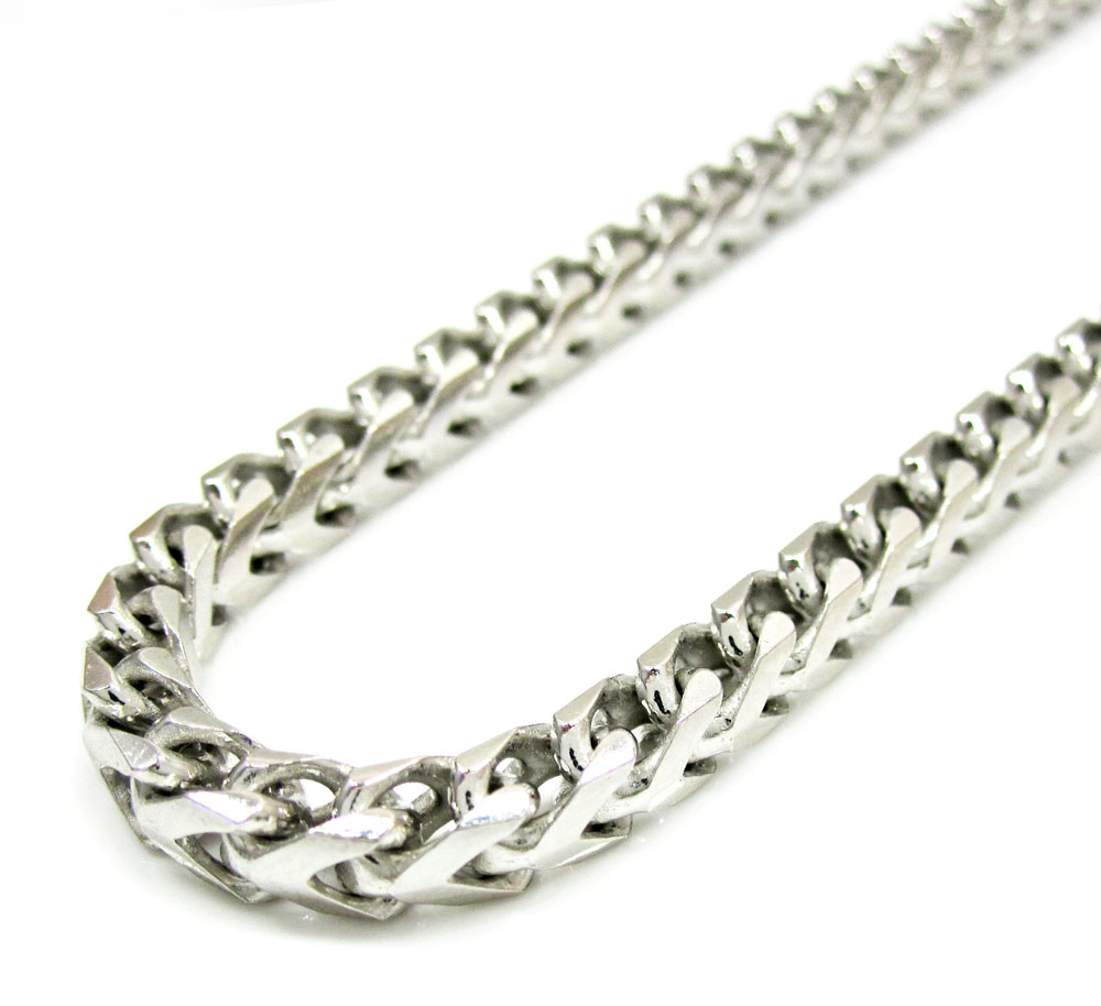 10k white gold smooth cut franco link chain 30-40 inch 4.7mm