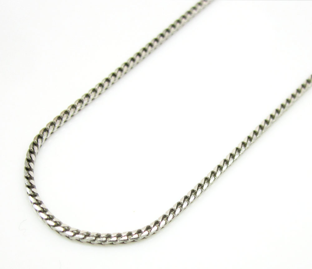 10k white gold smooth cut super skinny franco link chain 16-22 inch 1.1mm