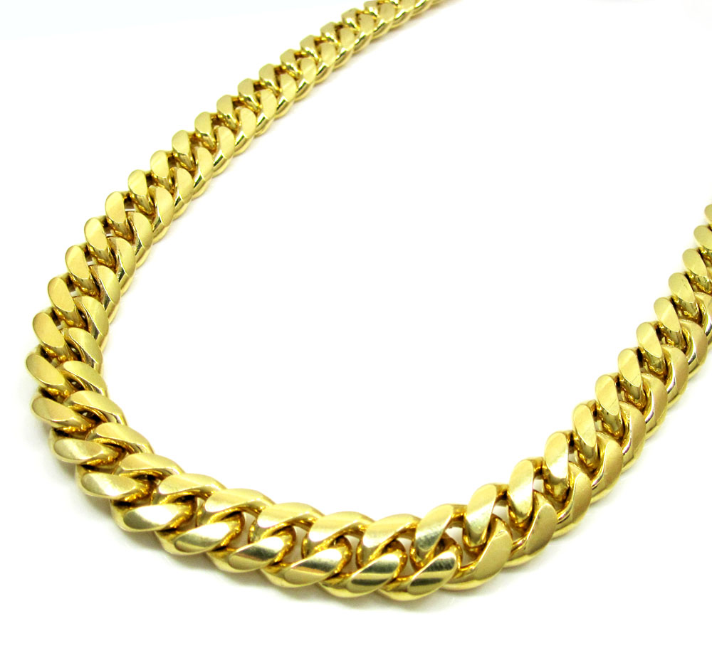 10k yellow gold thick miami link chain 20-32 inch 11.5mm