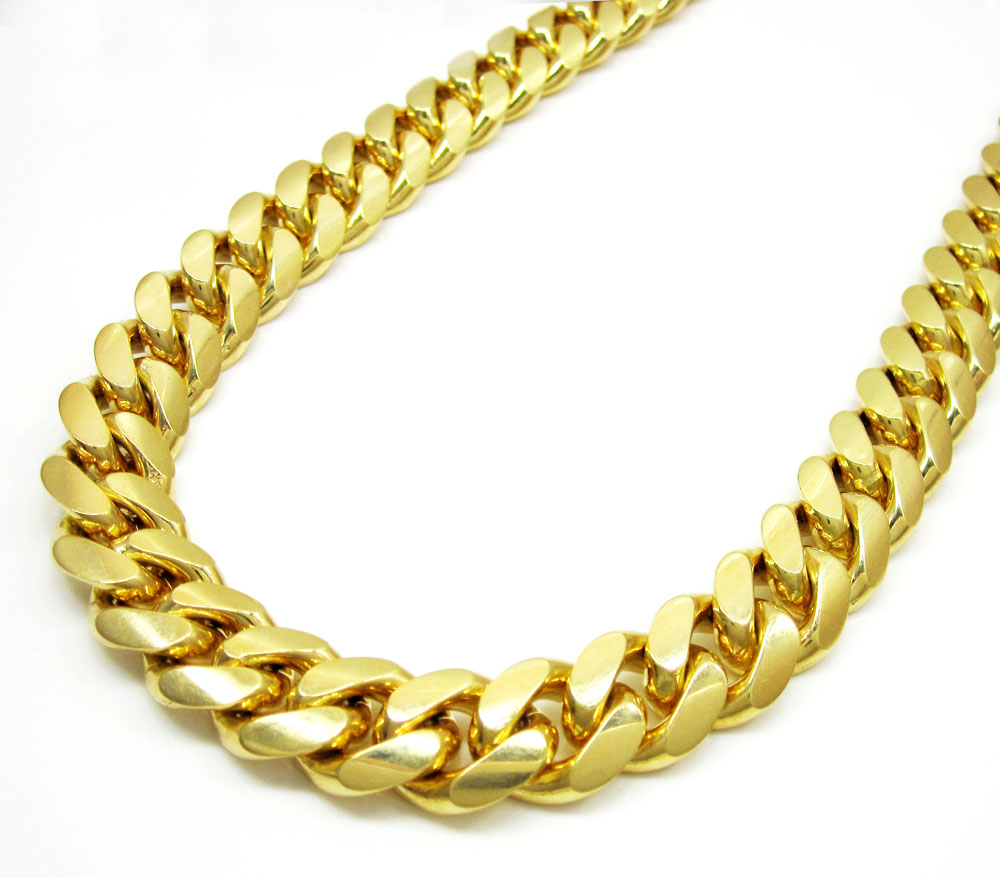 10k yellow gold thick miami link chain 20-30 inch 12.4mm