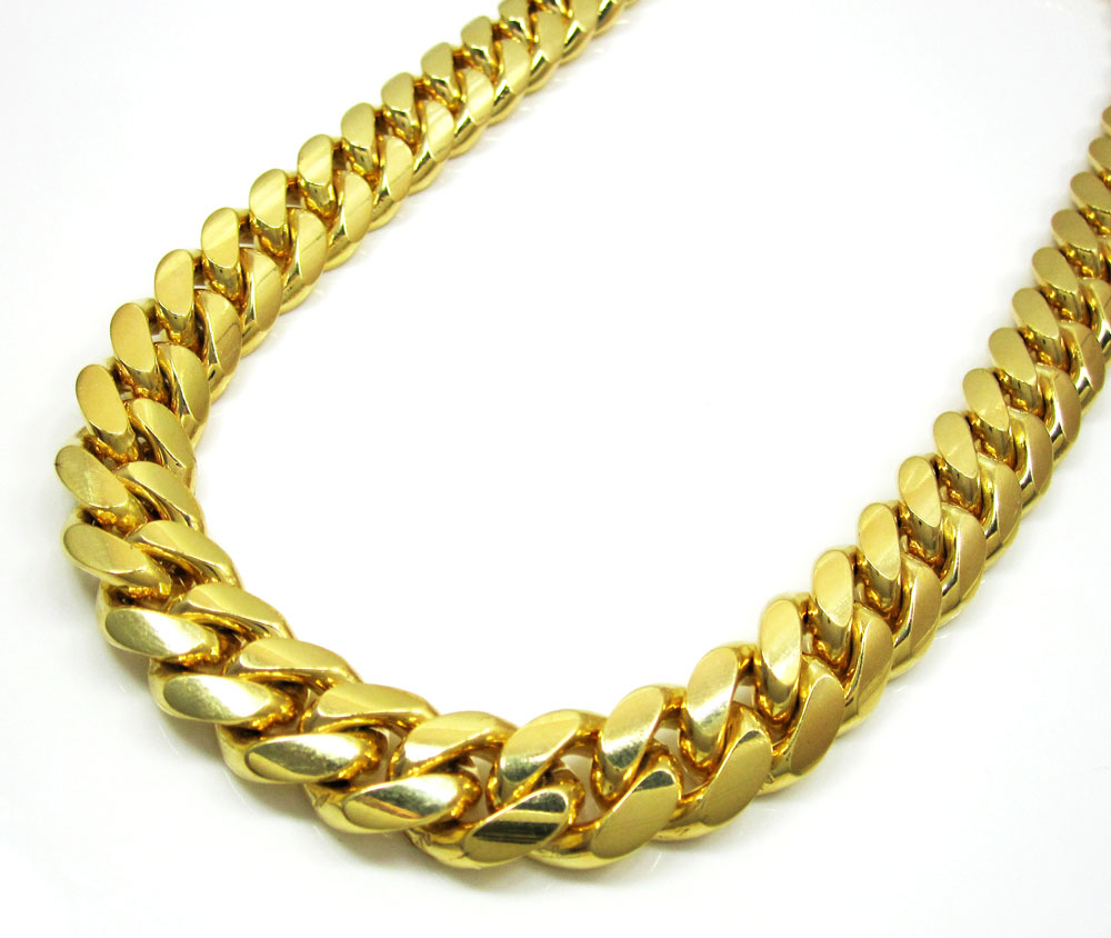 10k yellow gold thick miami link chain 20-30 inch 14mm