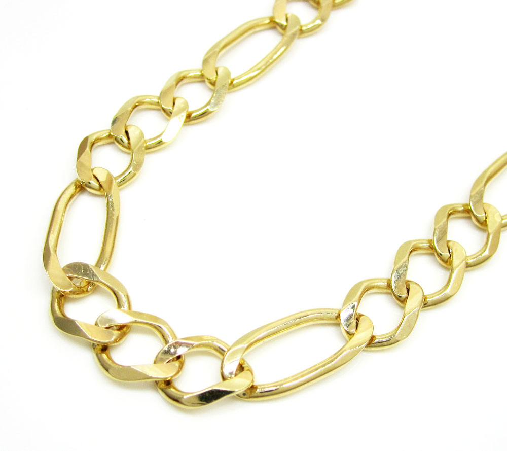 10k yellow gold solid figaro link chain 22-30 inch 8mm