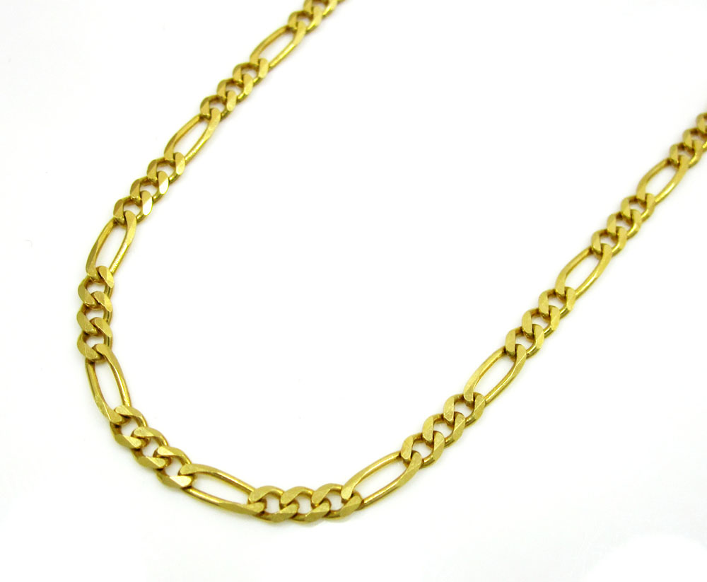 10k yellow gold solid figaro link chain 18-24 inch 2.2mm