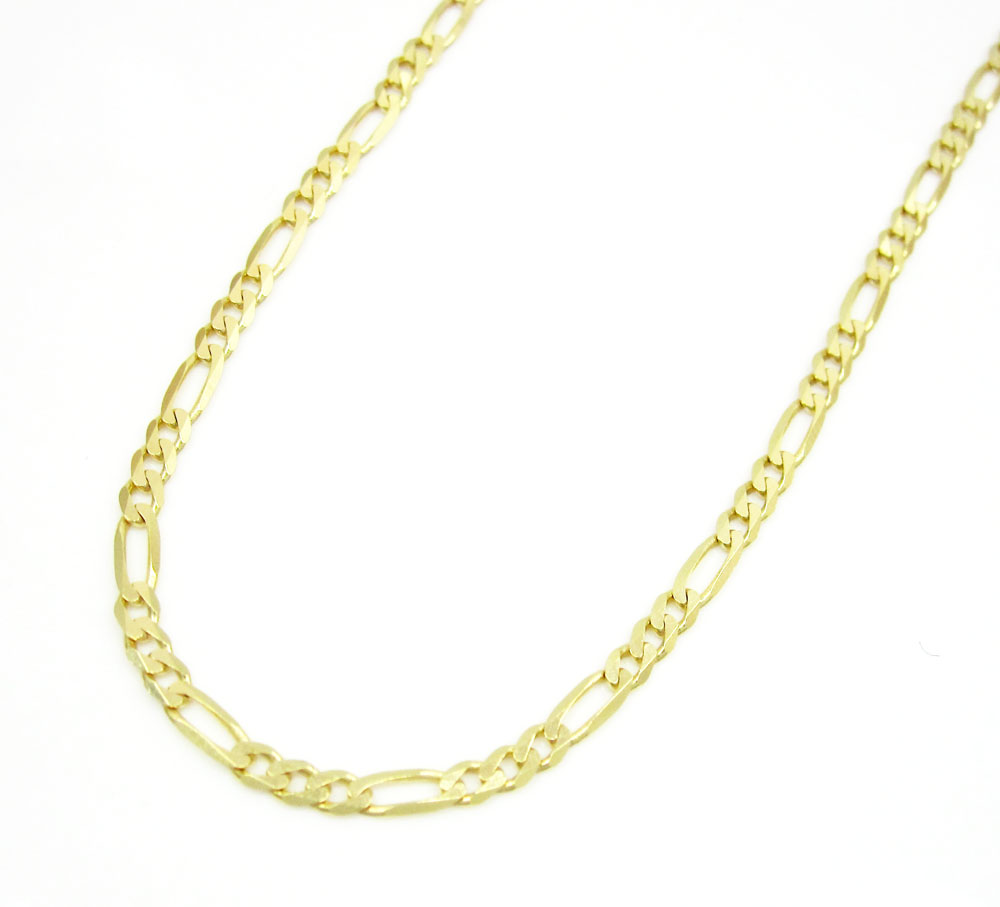 10k yellow gold solid figaro link chain 20-24 inch 2mm