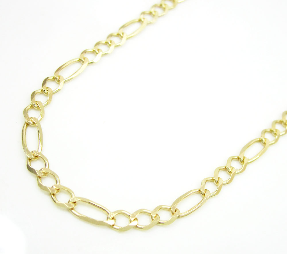 10k yellow gold solid figaro link chain 16-24 inch 2.8mm