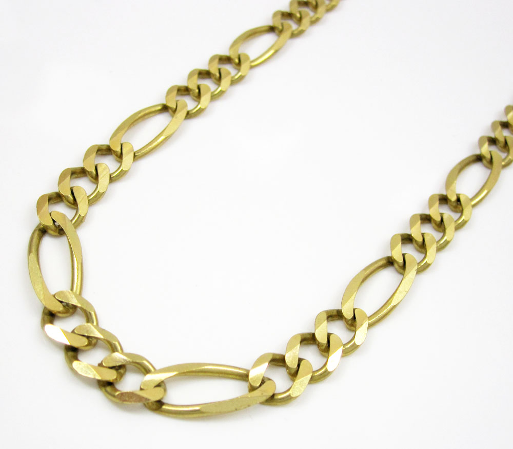 10k yellow gold solid figaro link chain 20-36 inch 6.5mm