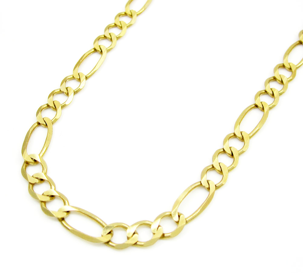 10k yellow gold solid figaro link chain 18-30 inch 4.6mm