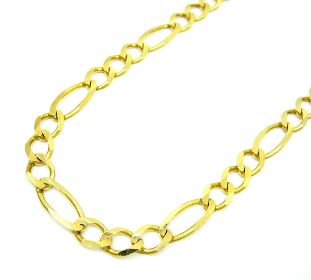 10k yellow gold solid figaro link chain 20-36 inch 5.5mm