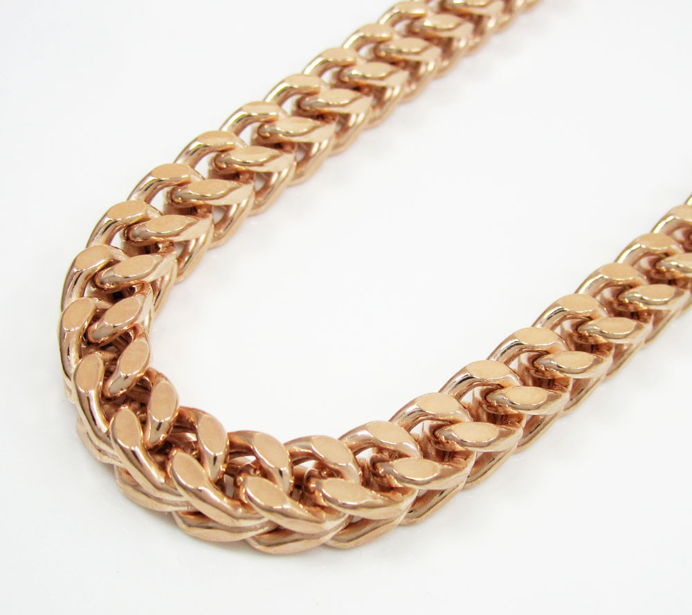 925 rose or yellow sterling silver franco link chain 30 inch 6.7mm