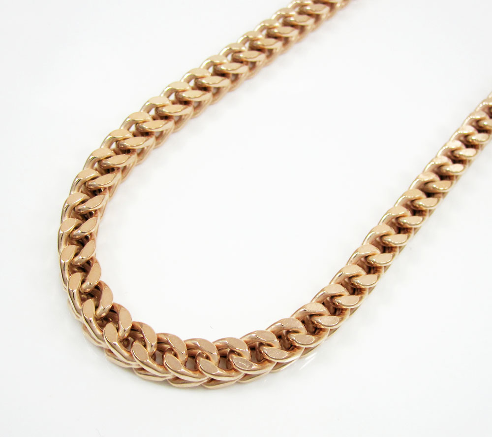 925 rose sterling silver franco link chain 28 inch 5.2mm
