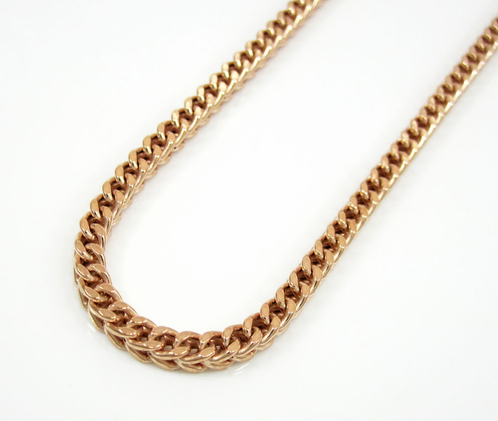 925 rose sterling silver franco link chain 30 inch 2.6mm