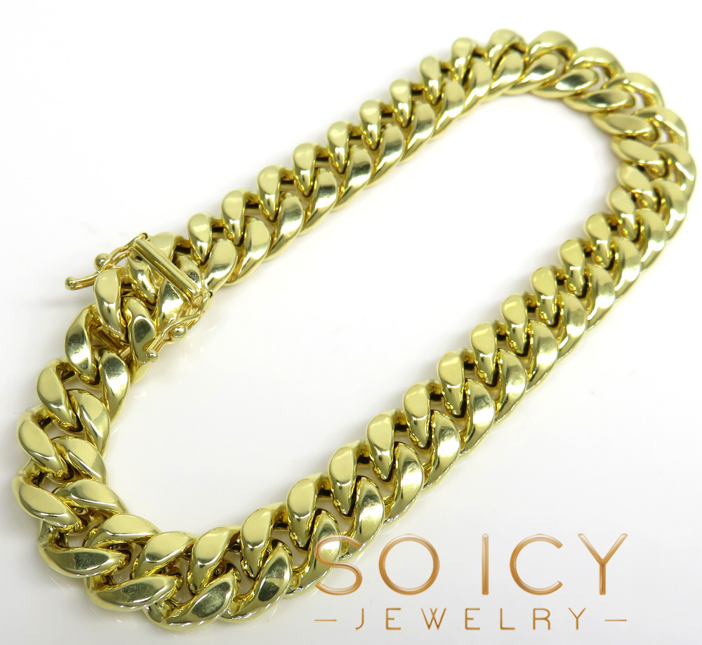 10k yellow gold hollow miami bracelet 8.50 inch 9.5mm