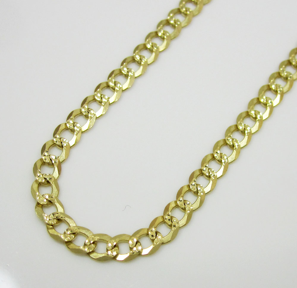 10k yellow gold diamond cut cuban link chain 16-26