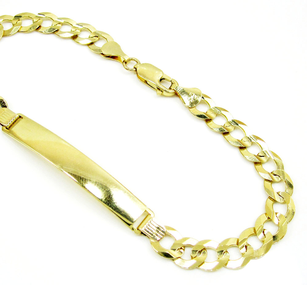 10k yellow gold cuban id bracelet 8.75 inch 7.2mm 