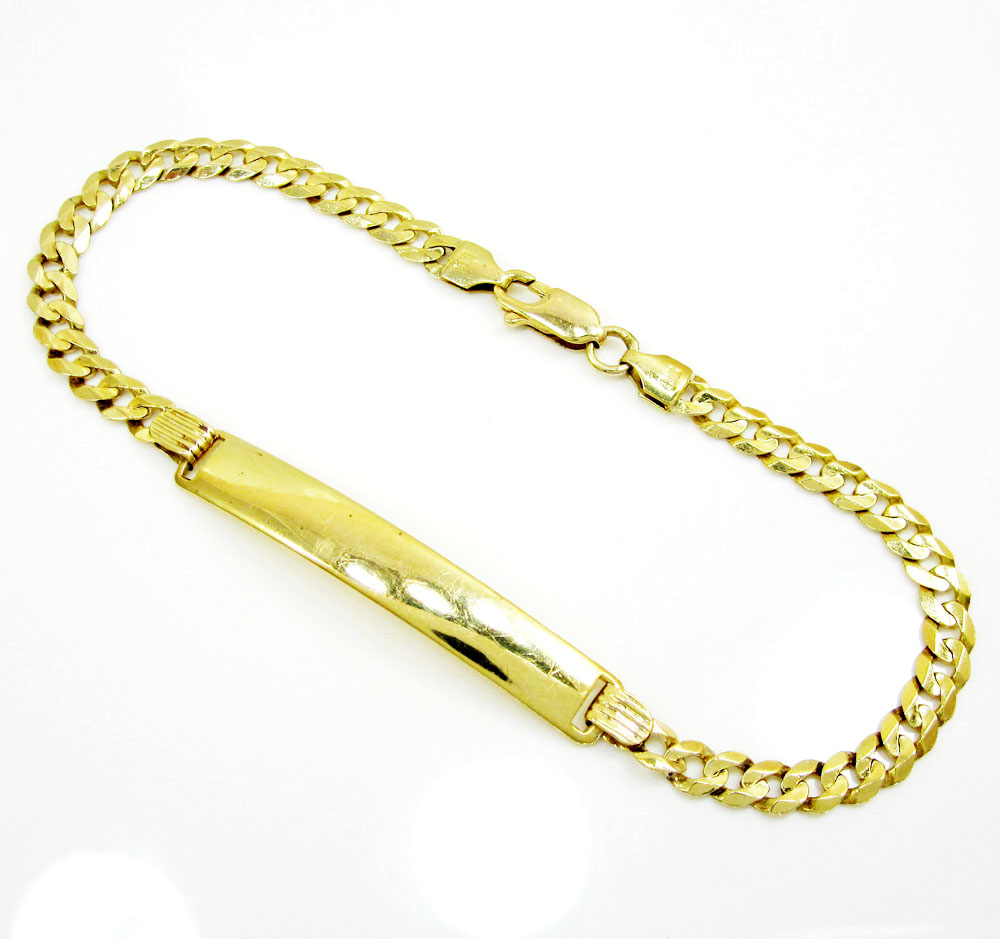 10k yellow gold cuban id bracelet 8.25 inch 4.5mm 
