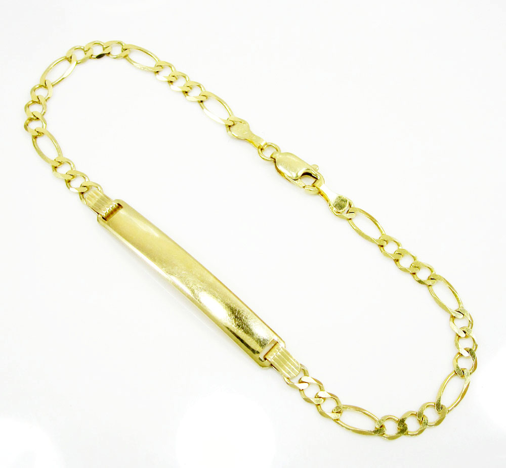 10k yellow gold figaro id bracelet 8 inch 4.2mm 